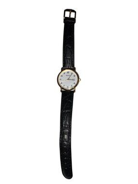 Bulova Womens Gold-Tone Watch Speidel Black Leather Band Vintage 1990’s Era READ